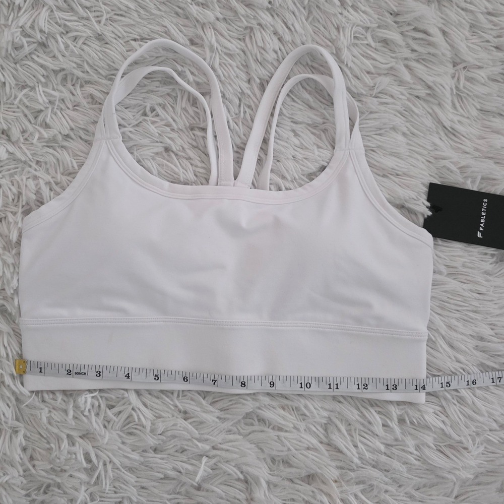 Fabletics White Multi-Strap Racerback Sports Bra Small Medium Impact NWT - Picture 4 of 5